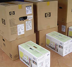 Part of the computers and printers handed over to the arts and culture organisations. 