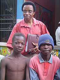 Chris Makufa, Streets Ahead director takes time to speak with the children at the drop in centre