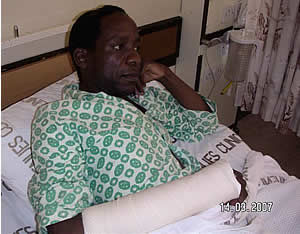 Dr. Lovemore Madhuku, Chairman of the National Constitutional Assembly - sustained head injuries and a fractured right arm and multiple bruising