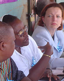 From left to right, Kennedy Matimba MP, Sr Margareth Nhariwa and Roxanne Dubé, Canadian Ambassador to Zimbabwe 