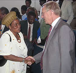 Swedish Ambassador to Zimbabwe, Sten Rylander and Mrs. Abigail Damasane, Deputy Minister of Women's Affairs, Gender and Community Development. 
