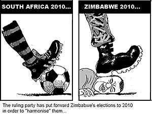 The ruling party has put forward Zimbabwe's elections to 2010 in order to "harmonise" them...