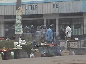 Zimbabwe riot police patrol Highfield shops