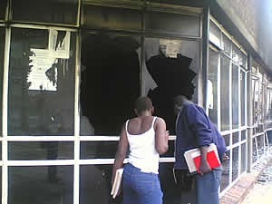 University students take a closer look at the burnt building