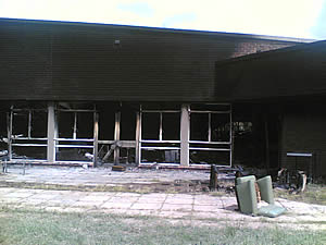 According to students at the University, there was a huge blast just before midnight in the building that was used as a store room. Equipment estimated to be worth millions of dollars was burnt to ashes