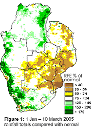 Rainfall totals compared with normal
