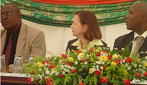 (From left to right) Godrey Chitambo, Executive Director (ZAMFI), Roxanne Dubé,Canada's Ambassador to Zimbabwe & (ZAMFI) respresentative