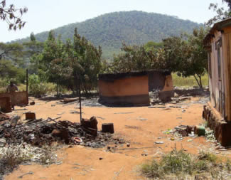 Burnt huts