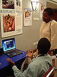 Woman enquires more about the use of the internet