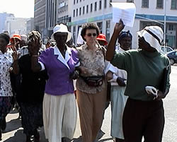 WOZA women walk in protest to Parliament